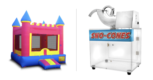 Pink Castle Bounce House and Snow-Cone Machine