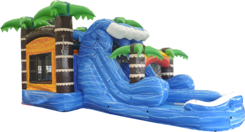 Tropical Combo Double Lane Bounce House- WET or DRY