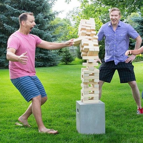 giant jenga game with 2x4