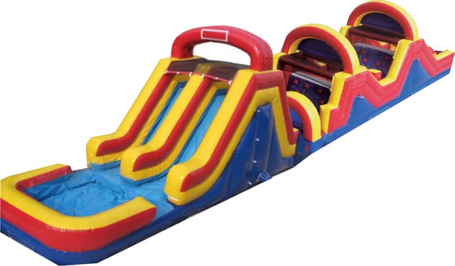 14A - 74' Double Trouble Obstacle Course Water Slide