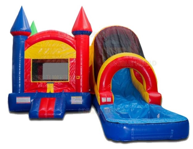 MULTI COLOR CASTLE Bounce House with slide COMBO (wet & dry)
