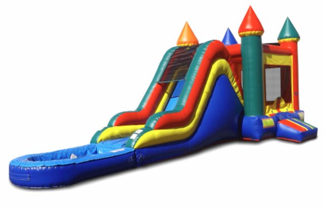 RAINBOW Bounce House with slide COMBO (Wet & Dry)