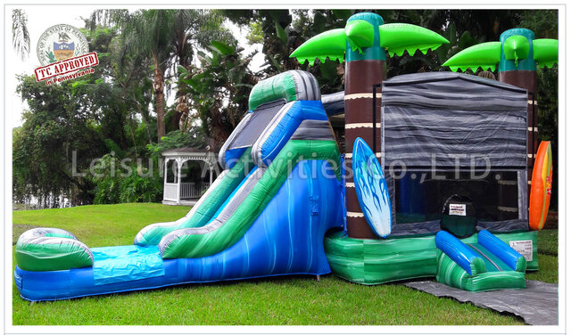 Tropical Maui Bounce House With Slide Combo (Wet & Dry)