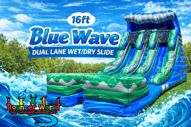 16FT BLUE WAVE DUAL LANE SLIDE WET/DRY