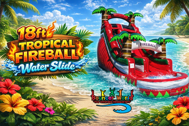 18FT TROPICAL FIREBALL SLIDE W/ POOL