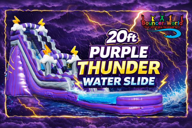 20FT PURPLE THUNDER SLIDE W/ POOL