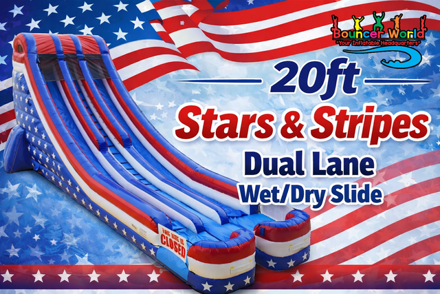 20FT STARS AND STRIPES DUAL LANE SLIDE WET/DRY