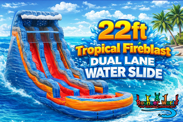 22FT TROPICAL FIREBLAST DUAL LANE SLIDE W/ POOL