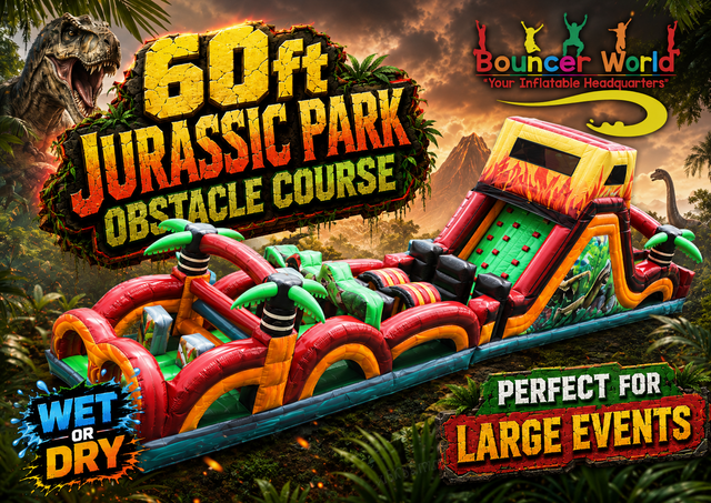 60FT JURASSIC PARK DINOSAUR OBSTACLE COURSE WET/DRY