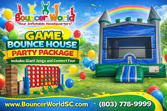1 BOUNCE HOUSE PARTY PACKAGE WITH GIANT JENGA & CONNECT FOUR