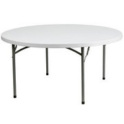  60 INCH ROUND PLASTIC TABLE<BR><FONT COLOR =BLUE>TABLECLOTH RECOMMENDED</FONT>