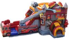 FIRETRUCK DUAL LANE BOUNCE SLIDE COMBO WET/DRY