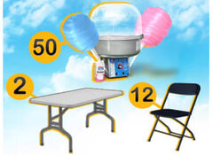 COTTON CANDY HIGH OUTPUT CONCESSION PACKAGE<br><font color=red>INCLUDES SUPPLIES FOR 50 GUEST</font>