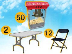 POPCORN CONCESSION PACKAGE<br><font color=red>INCLUDES SUPPLIES FOR 50 GUEST</font>
