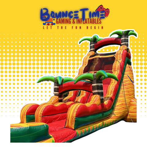 22ft Tropical Fiesta Breeze single lane Waterslide