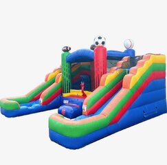 Double slide bounce house (sports theme)