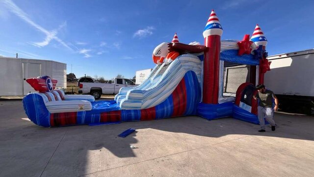 American Patriot Bounce House with Slide Rental in Dallas TX 
