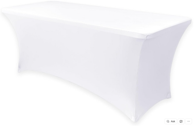 Rectangular 8 FT Spandex Table Cover - White
