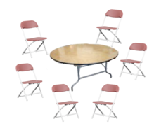 48" Kids Round Table and 6 Kids Red Chairs