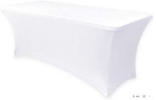 Rectangular 8 FT Spandex Table Cover - White