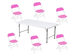 Kid's Table and 6 Kids Pink Chairs Deal