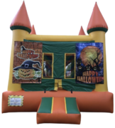 Orange Castle Halloween Theme Bounce House