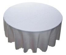 White Polyester 120in Round Tablecloth (Fits our 60in) Only