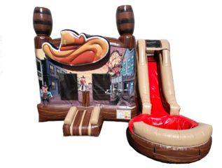 Western Theme Bounce House Single Lane Dry Combo