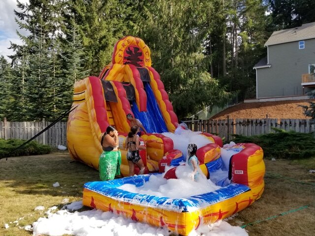Fire and Ice inflatable slide with foam