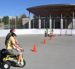 (B) Tricycles (wacky trikes)