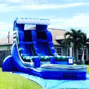 <b><font color=blue>16 ft. Blue Lagoon Single Lane W/Pool</font><br><small>Best for ages 4+<br> <font color=red>Space Needed 28 L x 15 W x 16 H</font></small></b>