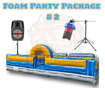 <b><font color=blue><b>Foam Party Package #2</font><br><small> 1-Foam Machine / 1-Foam Pit / 1-Bluetooth Speaker<br> <font color=red>Space Needed 28' X 28'</font></b></small>