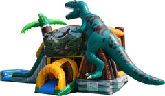<b><font color=blue><b>Jurassic Dual Lane Combo (Dry) w/Basketball Hoop Inside</font><br><small>Best for ages 4+<br> <font color=red>Space Needed 16 W x 32 L x 15 H</font></b></small>