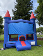 <b><font color=blue><b>Red & Blue Castle Bounce House w/Basketball Hoop Inside</font><br><small>Best for ages 4+<br> <font color=red>Space Needed 15 W x 15 D x 16 H</font></b></small>