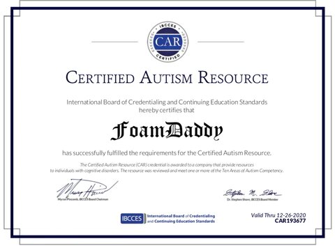 Certified Autism Resource certificate
