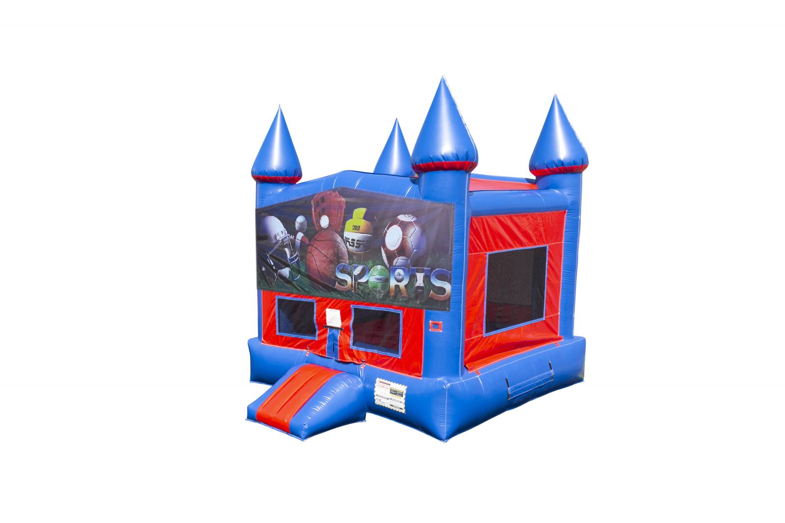 Front and Side Red and Blue Bounce House