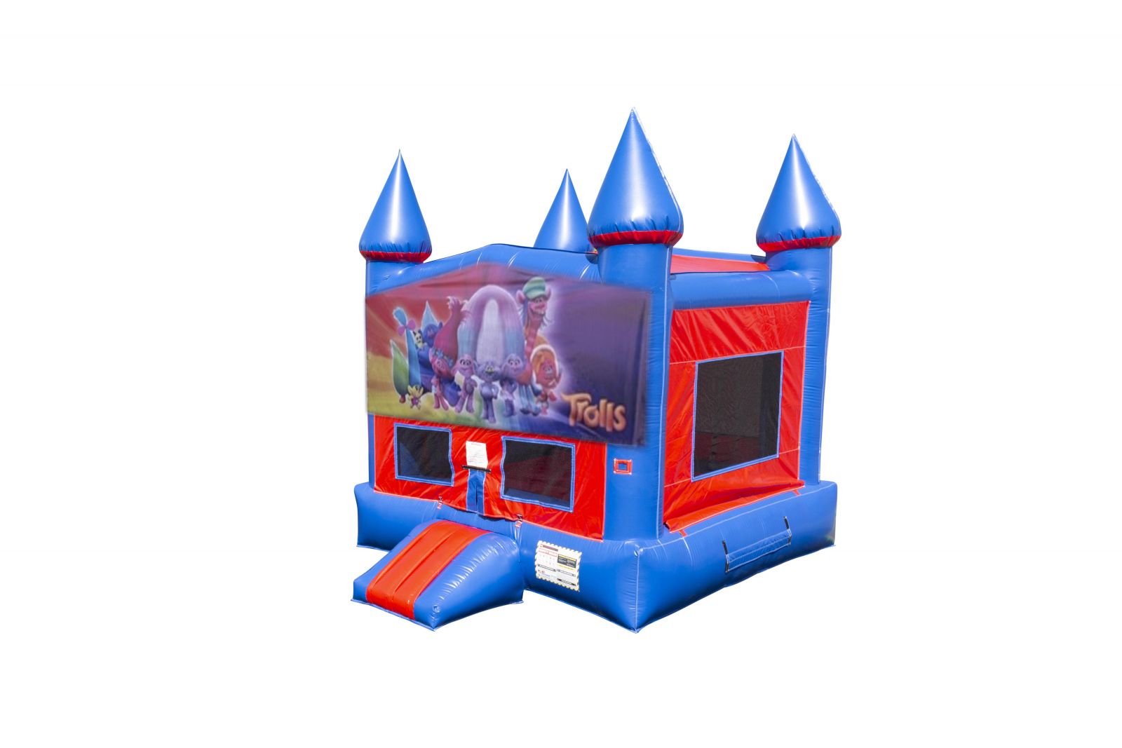 Trolls Blue and Red Bounce House