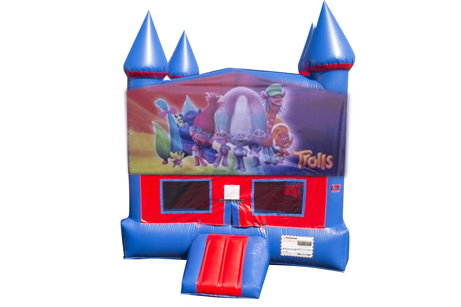 Trolls Blue and Red Bounce House
