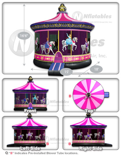 Princess Carousel Bouncer Rental Floor Plan