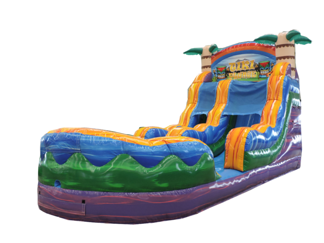 A 16' Tiki Plunge Water Slide With Pool