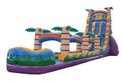 A 27' Tiki Plunge Double Lane Water Slide With Pool