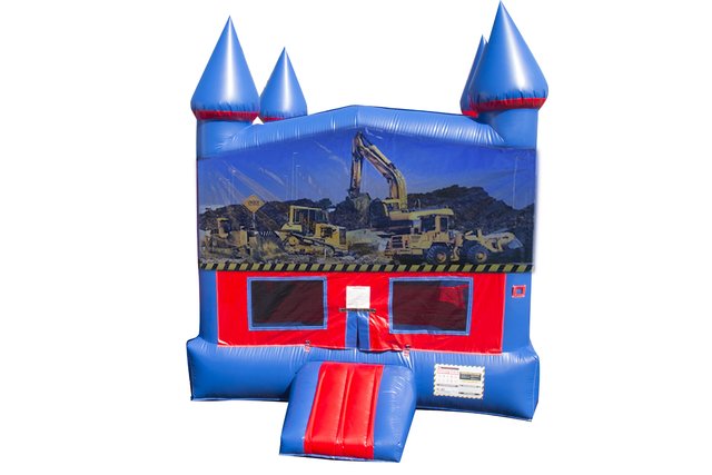 Construction Bounce House with Basketball Goal