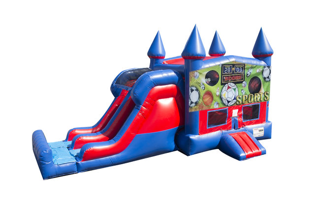 Sports USA 7' Double Lane Dry Slide With Bounce House