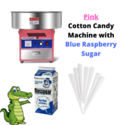 Pink Cotton Candy Machine With Blue Raspberry Sugar