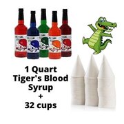 Tiger's Blood Snow Cone Flavor Syrup and Serving Cones