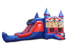 Circus 7' Double Lane Dry Slide With Bounce House
