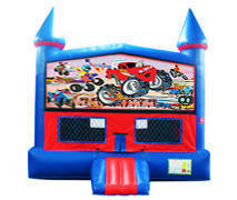 Monster Truck Bounce House with Basketball Goal
