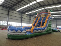 A 16' Double Lane Tiki Water Slide With Pool