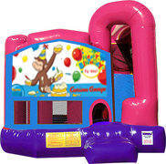 Curious George Birthday 4N1 Bounce House Combo (Pink)