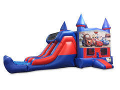 Cars 7' Double Lane Dry Slide Bounce House